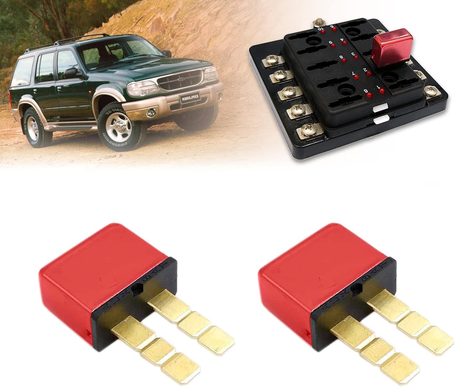 15A, Circuit Breaker T1Thermal Reset, Plug In Mounting, ATC,ATO Blade Type Terminal Connection (2 pcs)