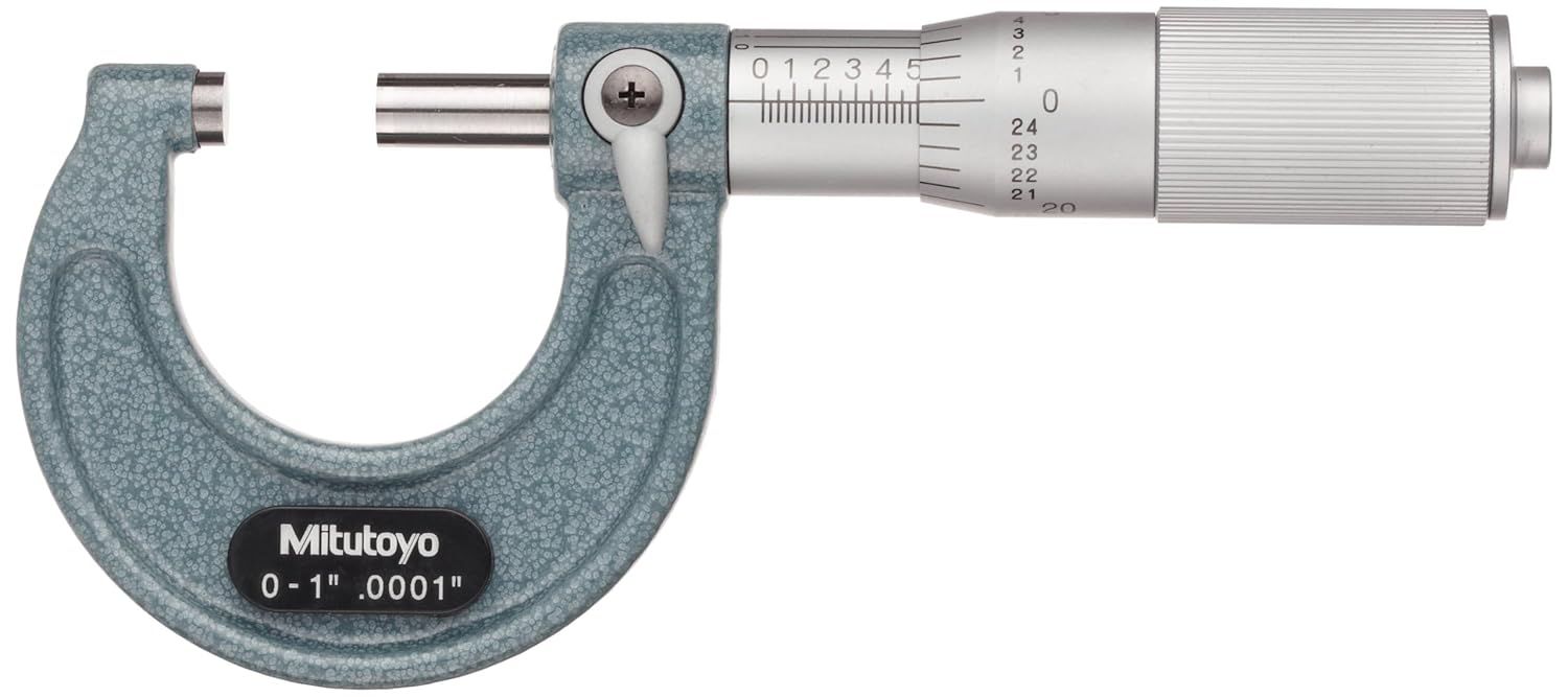 Mitutoyo 103-135 Outside Micrometer with Friction Thimble, 0-1" Measuring Range, 00001" Graduation, ±00001" Accuracy for Precise and Reliable Measurement in Engineering Applications