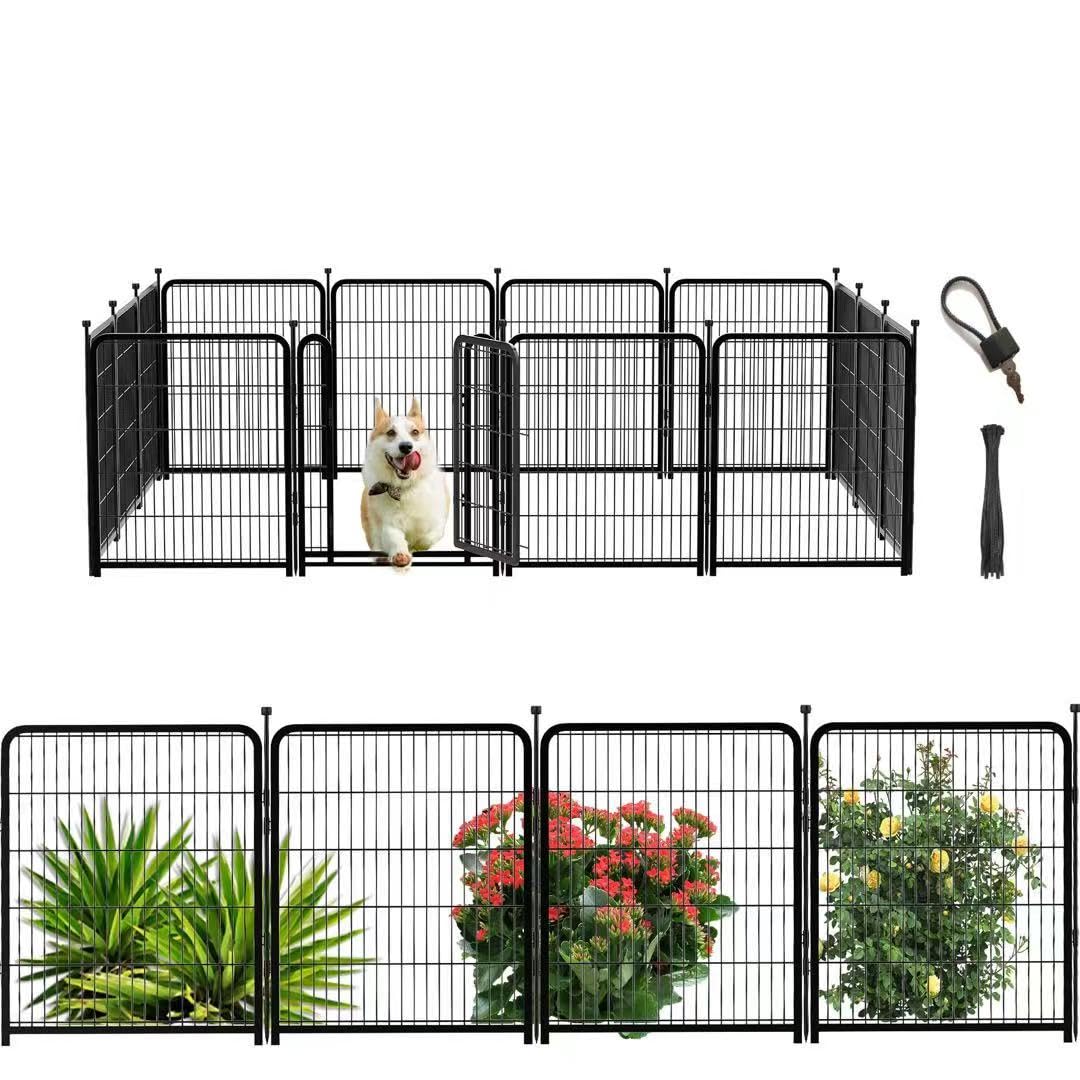 Getlay Dog Playpen 36 Inch 14 Panels, Dog Play Pen Indoors, Garden Fence for Yard, Total 31 Ft(l) Black Dog Pen Wide Door Low Threshold, Be Suitable