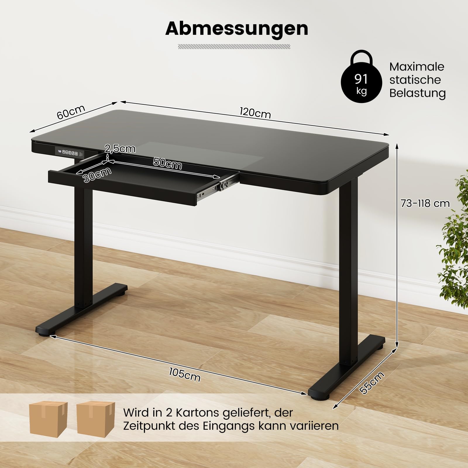 Elektrisch zit-sta bureau Flex Wangpoot - Elektrisch verstelbaar bureau