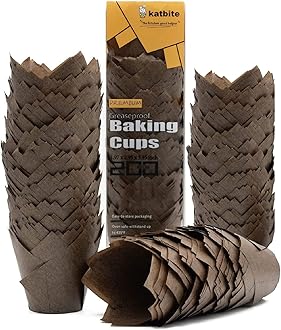 Katbite Cupcake Cases Standard Muffin Liners Heavy Duty Disposable Baking Cups (Dark Brown)