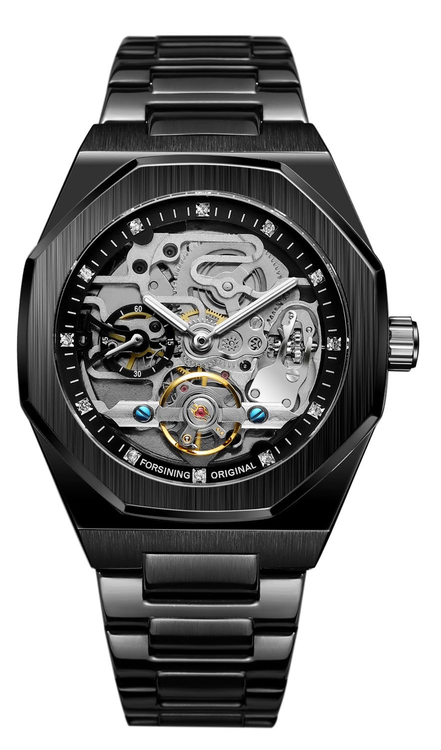 Fanmis - Reloj automático de lujo para hombre con pulsera de acero inoxidable