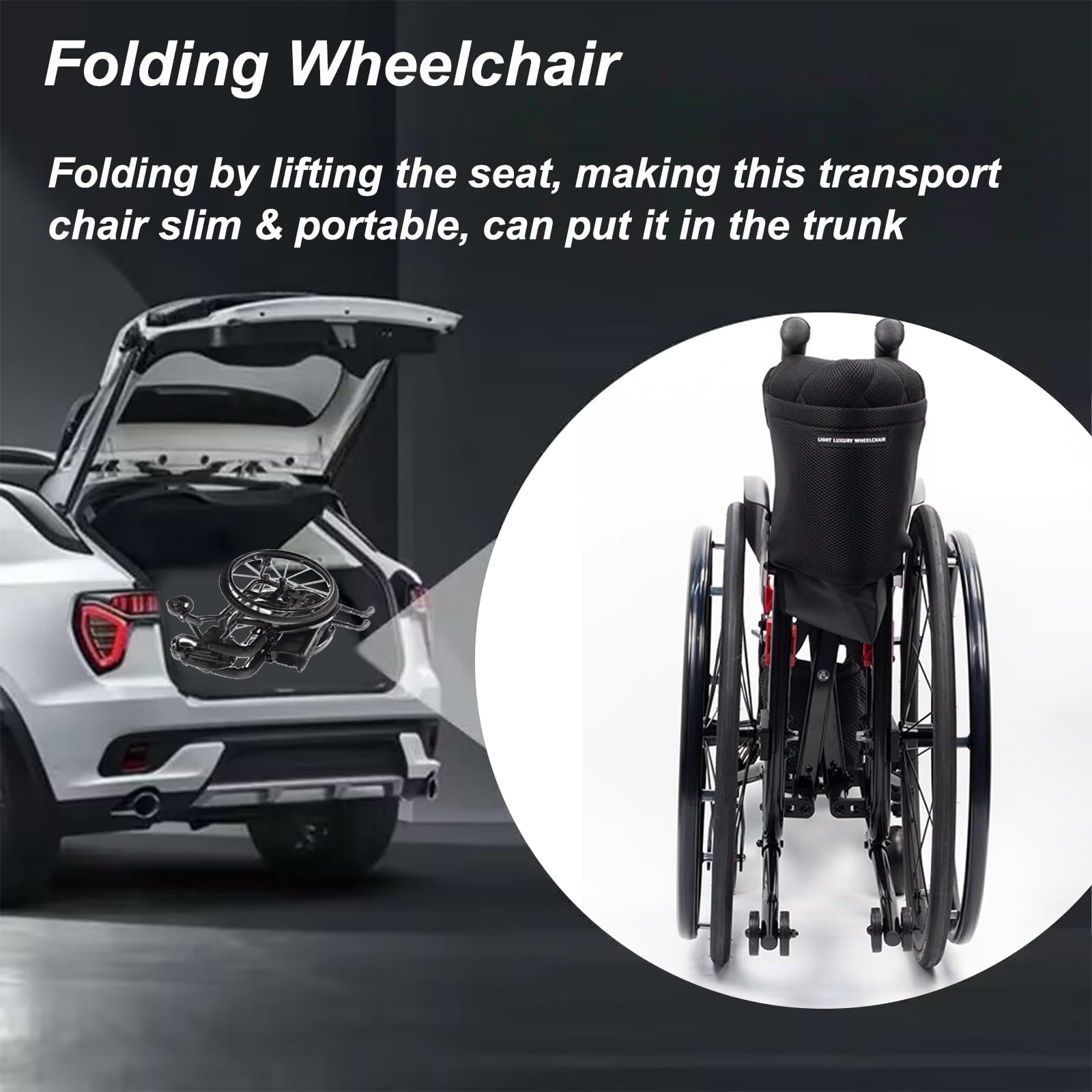Carrozzina Pieghevole in Alluminio,Sedia a Rotelle Leggera,Manuale, Poggiapiedi Pieghevole,Cintura di Sicurezza, per disabil(38cm/14.9in Seat,Blue)
