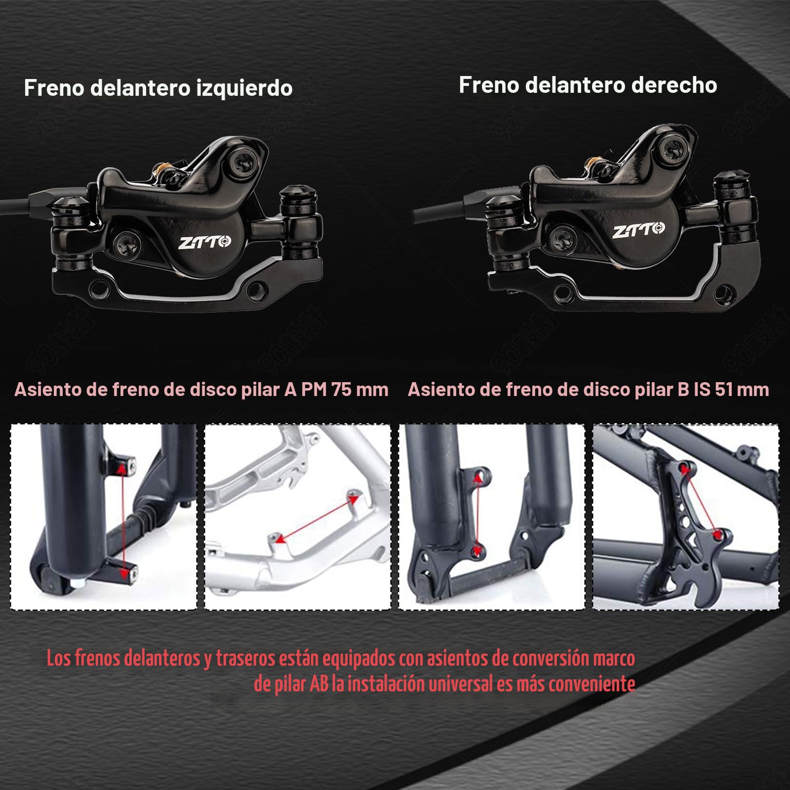 Juego de Frenos de Disco hidráulicos para MTB, Kit de Freno de Disco de Bicicleta, con Frenos de Disco 160mm, Delantero 800mm y Trasero 1400mm para Bicicleta De Carretera, Bicicleta De Montaña, BMX