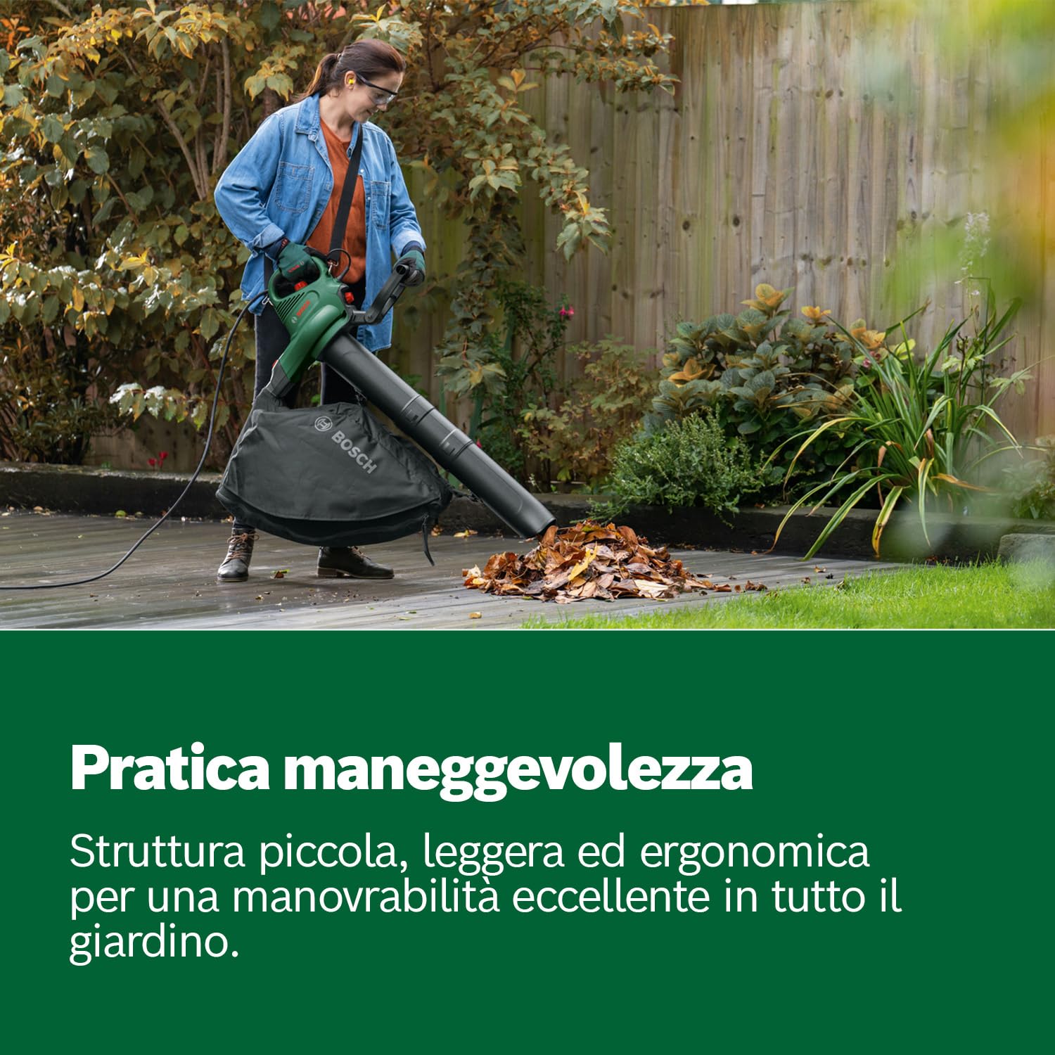 Bosch Soffiatore/Aspiratore Elettrico Universalgardentidy 3000, 3000 W, Sacco Di Raccolta Da 50 L, Verde