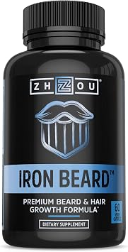 Zhou Iron Beard - Beard Growth Vitamins Men - 60 Veggie Capsules