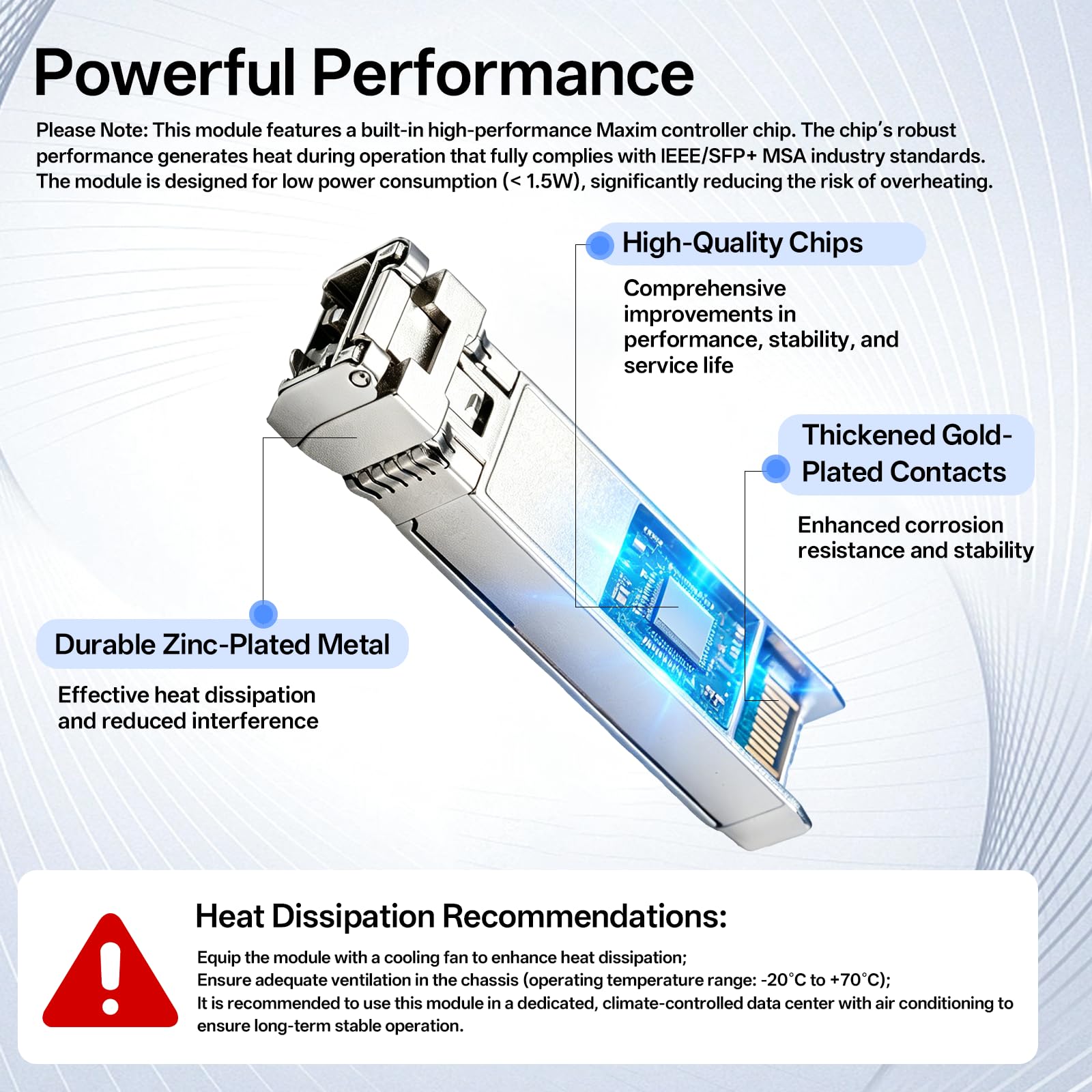 10Gb SFP+ SR Multimode Modul, 10GBase-SR LC Transceiver mit Maxim Chip, 850nm, bis zu 300m, Kompatibel für Cisco SFP-10GSR,Meraki, Mikrotik S+85DLC03D, Ubiquiti UniFi, Netgear, Zyxel, D-Link, TP-Link