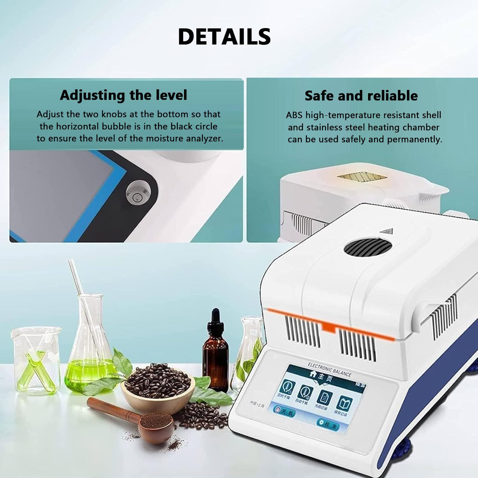 Analyseur d'humidité électronique avec chauffage halogène pour des tests d'humidité précis dans les applications plastiques, alimentaires et pharmaceutiques