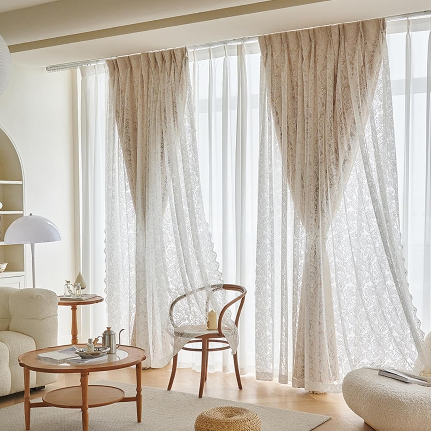 川島織物 遮光 ベージュ系ドレープカーテン 掃き出し腰窓2組セット 川島織物 遮光 ベージュ系ドレープカーテン 掃き出し腰窓2組セット