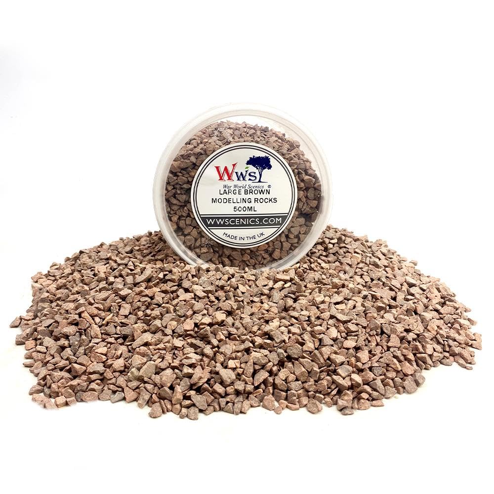 WWS War World Scenics WWScenics Large Brown Modelling Rocks 2-5mm | 500ml Tub | Wargame Scenery & Basing Material