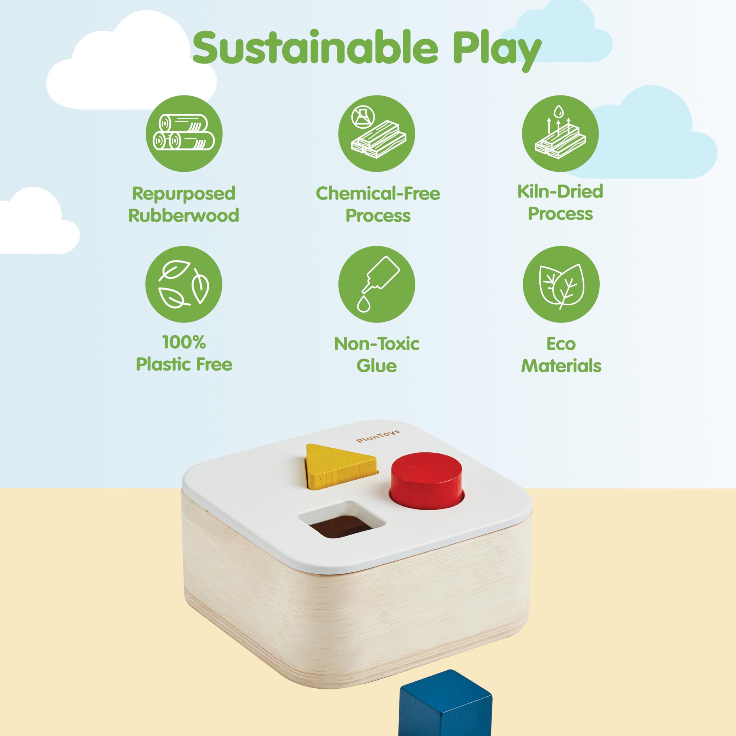 PlanToys Shape and Sort It Out Bin Giocattolo in legno Montessori in legno | Motore fine, risoluzione dei problemi e attività di apprendimento matematico precoce | Giocattolo educativo ecologico