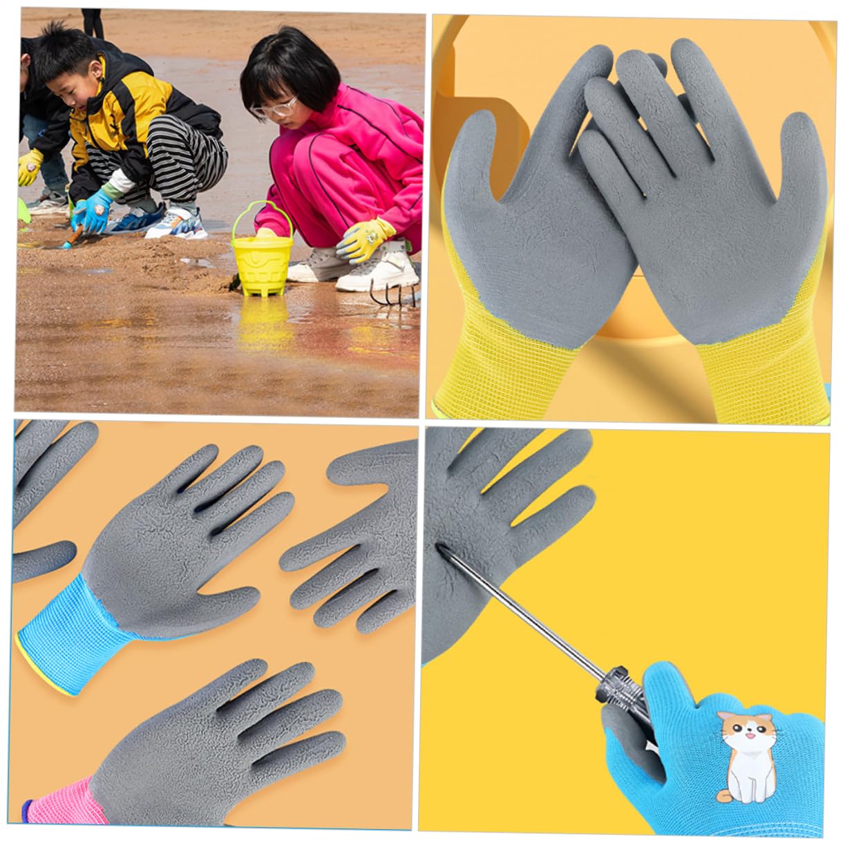 CAXUSD Kids Gardening Work for Ages 3 Pairs Sturdy Comfortable for Gardening Construction Cleaning