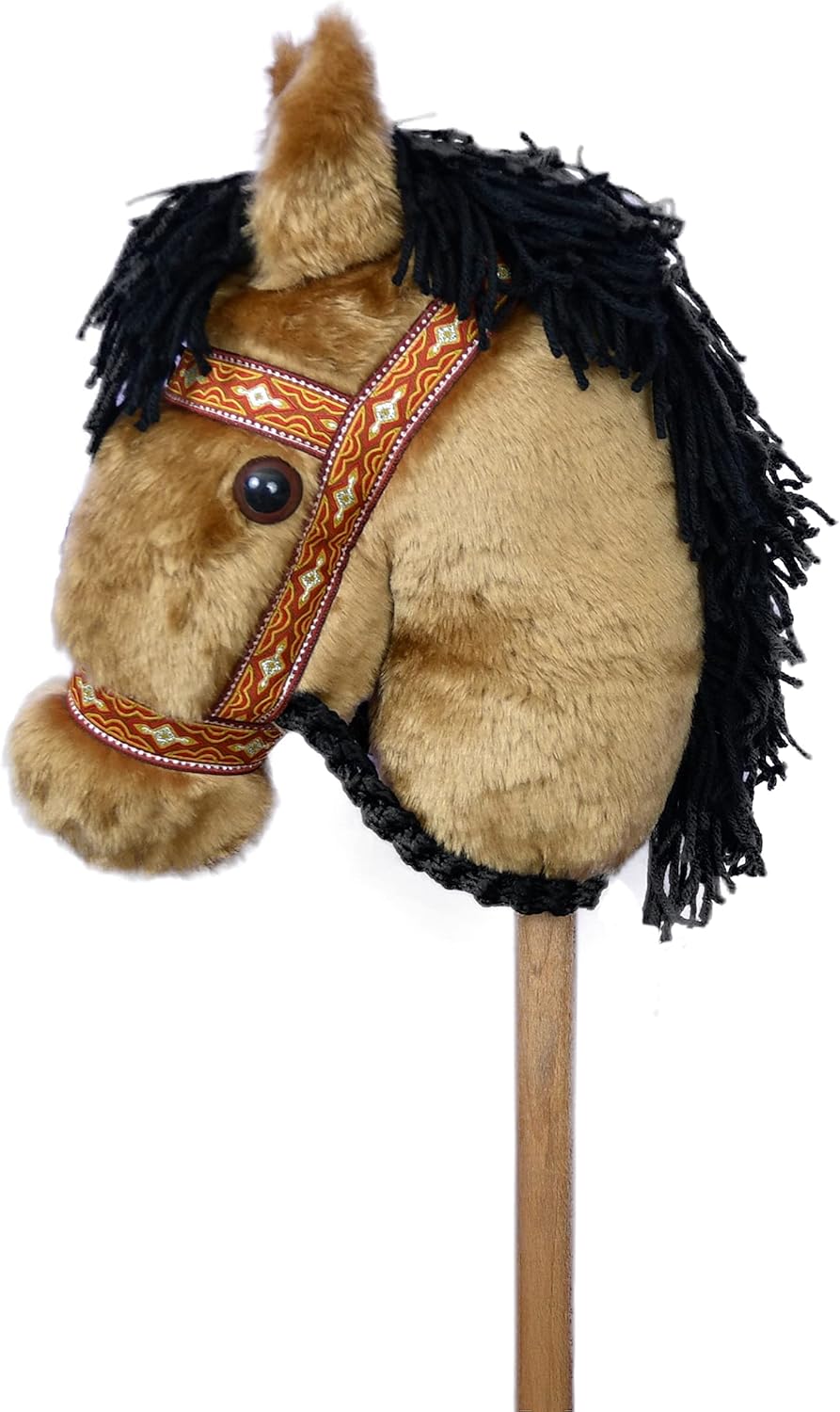 Prairie Ponies Stick Horse - Hobby Horse - Stick Pony (Palomino with White Heart Folk Halter)