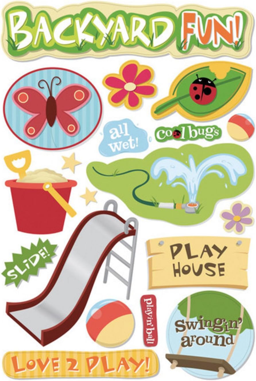 Karen Foster 7069950Karen Foster 5-1/2 Inch by 9 Inch Cardstock Stickers, Backyard Fun