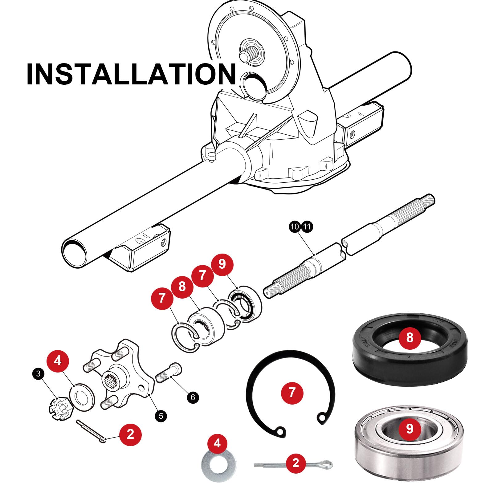 Roykaw Kit de roulement d'essieu arrière et joint d'étanchéité pour chariot de golf électrique EZGO TXT/RXV/Medalist/Marathon, remplace OEM # 611931, 70181G01, 15112G1, 15114G1, 620343, 620343