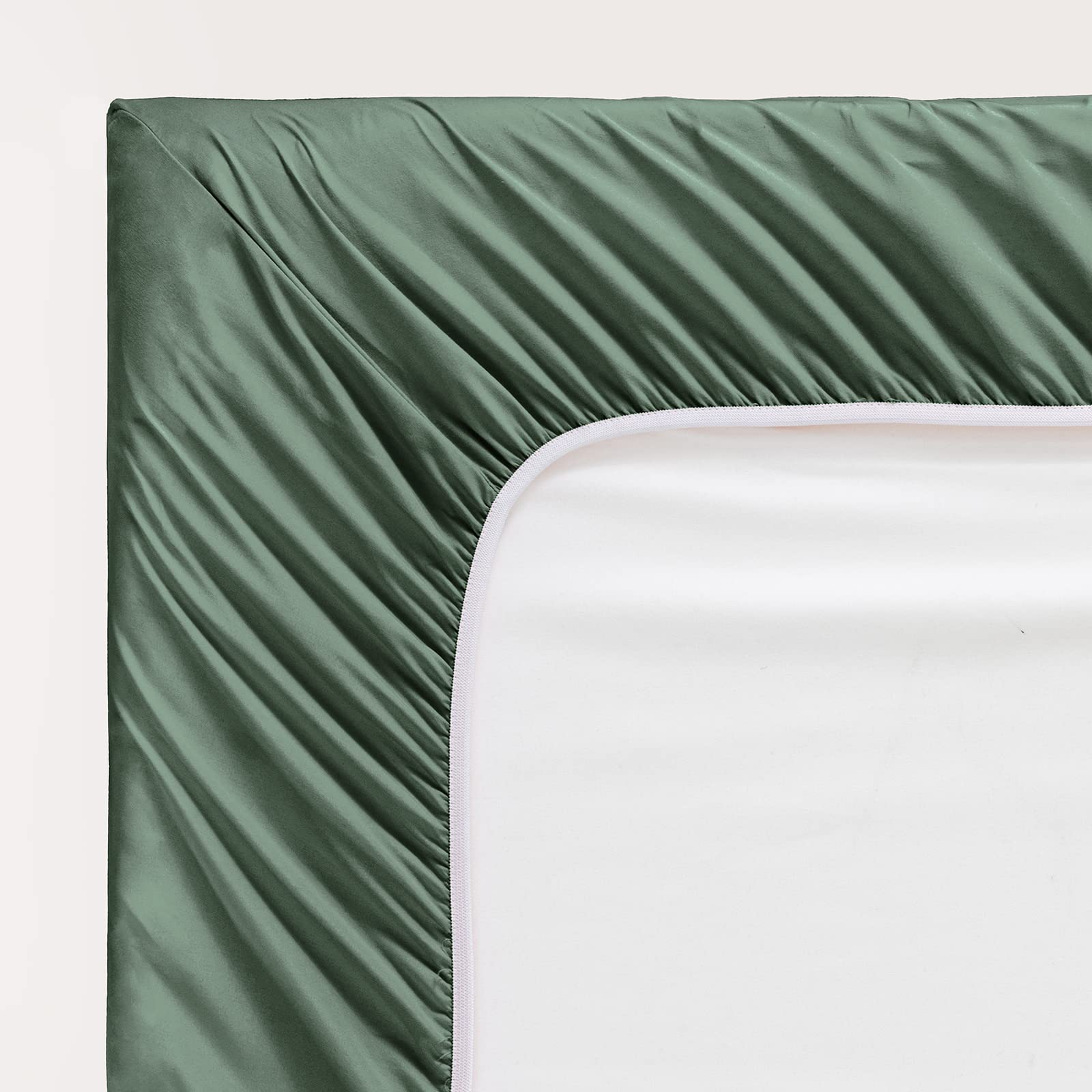 Juego de sábanas color verde tamaño matrimonial, 6 piezas de sábanas y fundas de almohada de lujo de 1800 hilos, juego de ropa de cama de microfibra con bolsillo profundo de 16 pulgadas, 6