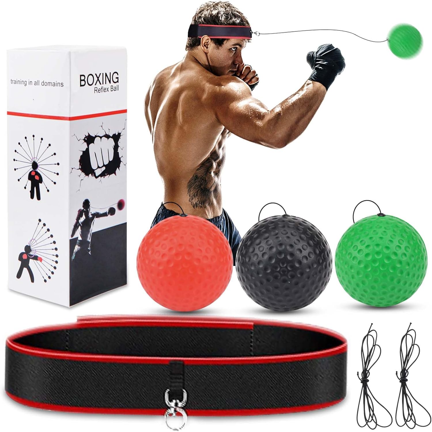 Moseem Boxing Reflex Ball, Boxing Training Ball with Headband for Adult
