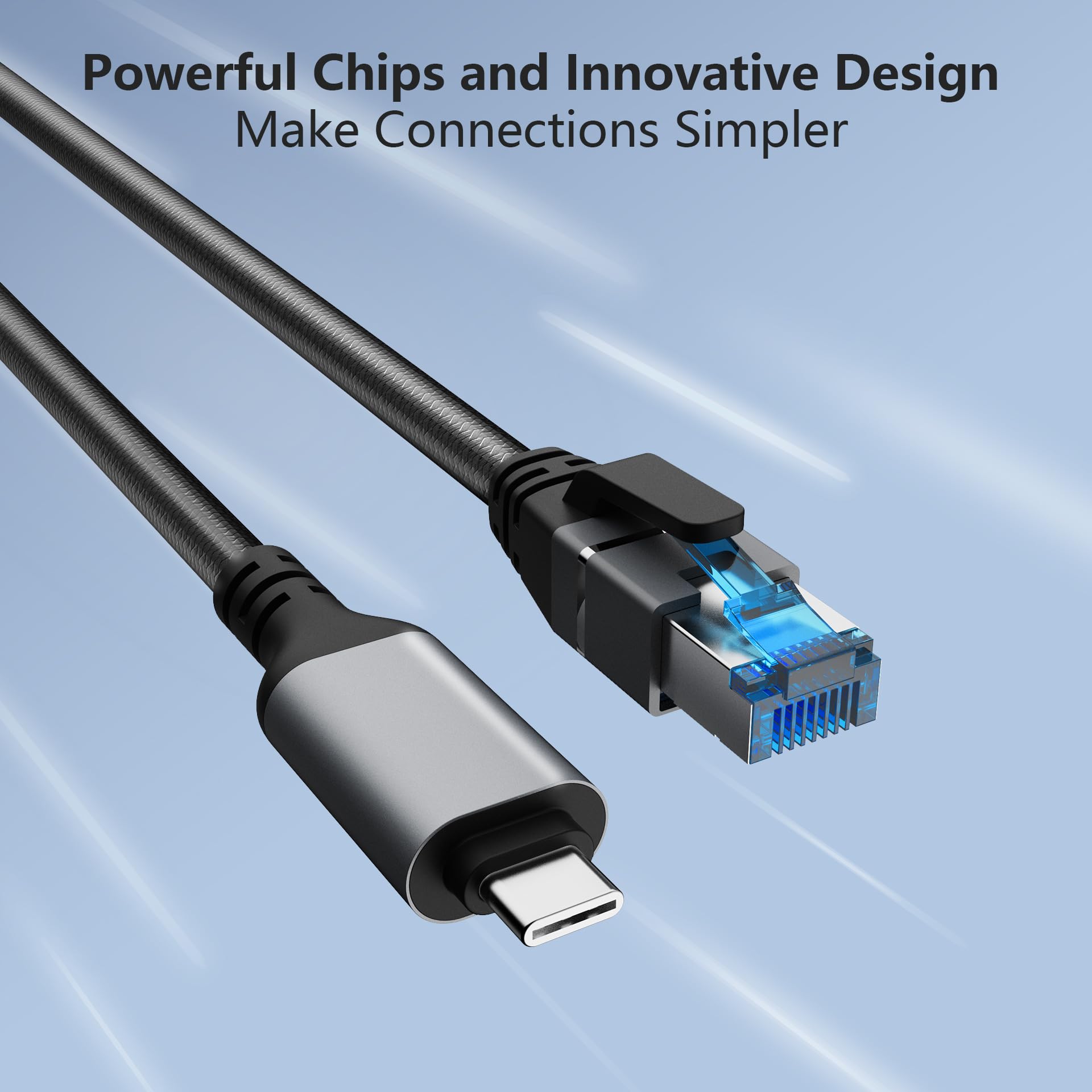 Cable tipo C a Ethernet de 10 pies, red Gigabit, cable LAN plano USB C a RJ45, conectado directamente, compatible con Thunderbolt 3/4, para MacBook Pro/Air, iPhone 15, iPad Pro, Galaxy, smartphone,