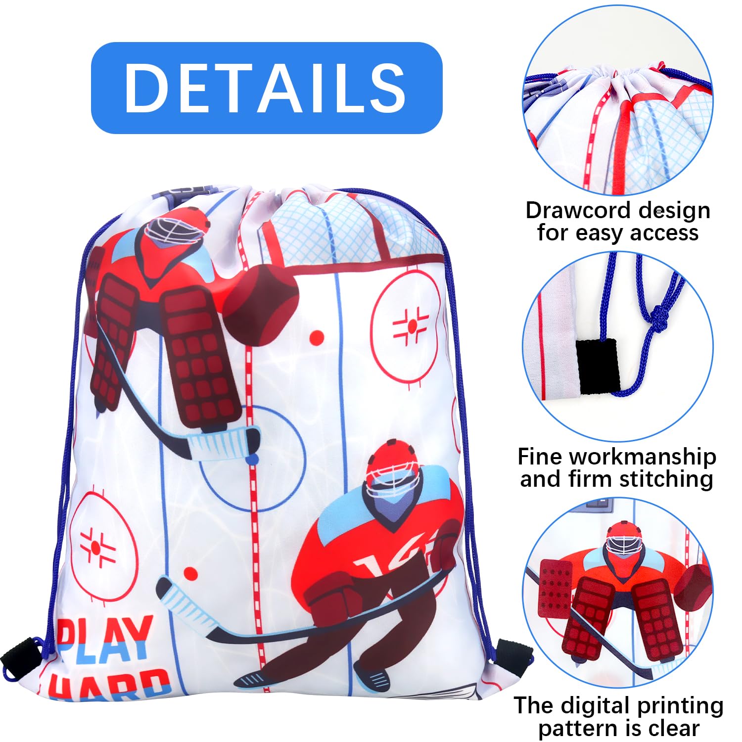 Il set di 36 bomboniere per feste di hockey include 12 sacchetti con coulisse, 12 braccialetti in silicone, 12 portachiavi motivazionali per hockey su ghiaccio, sport, feste, regali di
