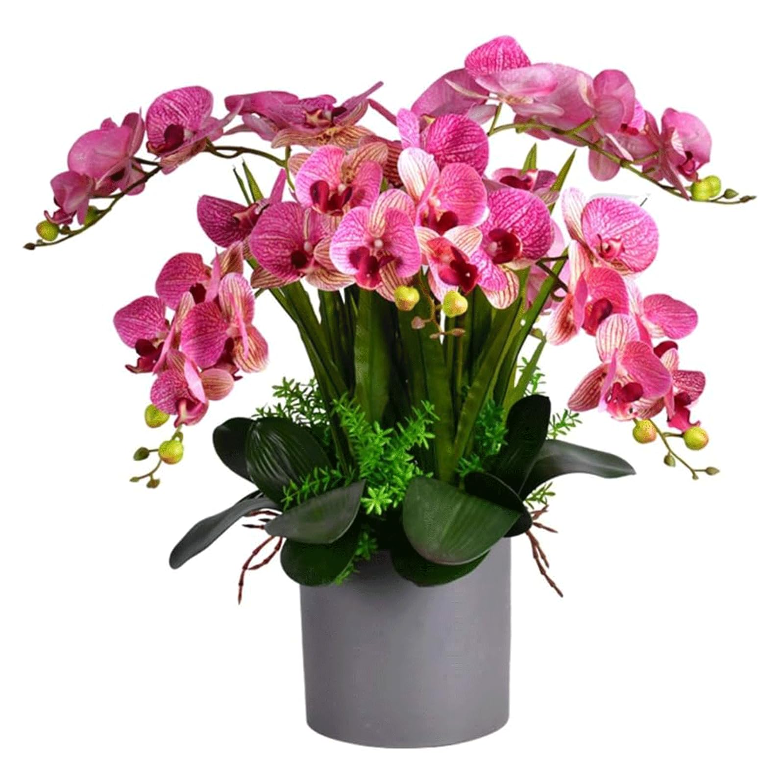 DFGHNBVC Artificial Orchid Artificial Orchid Silk Artificial Phalaenopsis Flowers Ceramic Vase Artificial Flower 23.6 In Faux Orchids Home Fake Floral Very Natural.Pink