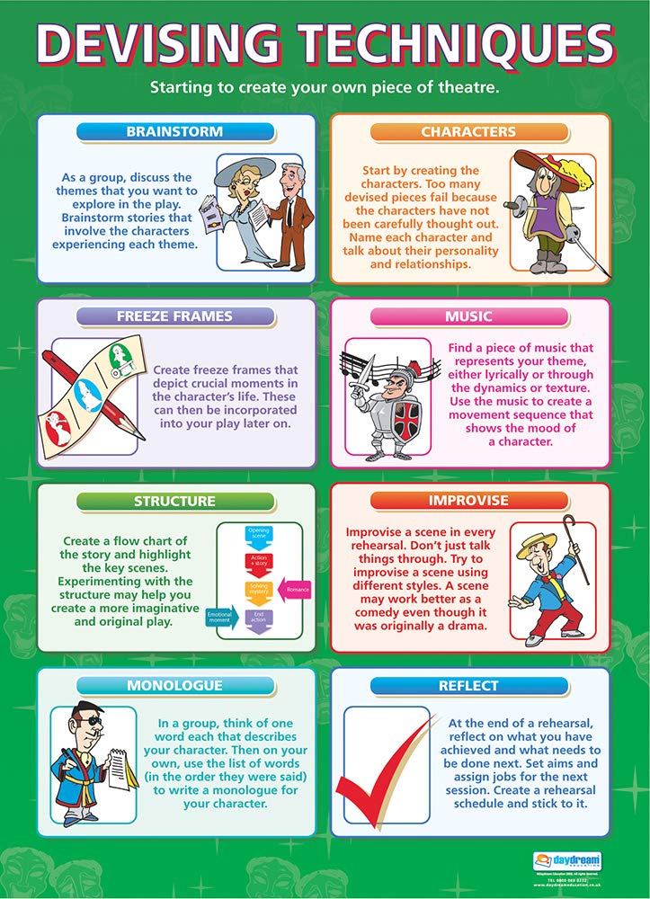 Daydream Education Devising Theatre Techniques | Drama Posters | Gloss Paper measuring 850mm x 594mm (A1) | Theatre Posters for the Classroom | Education Charts