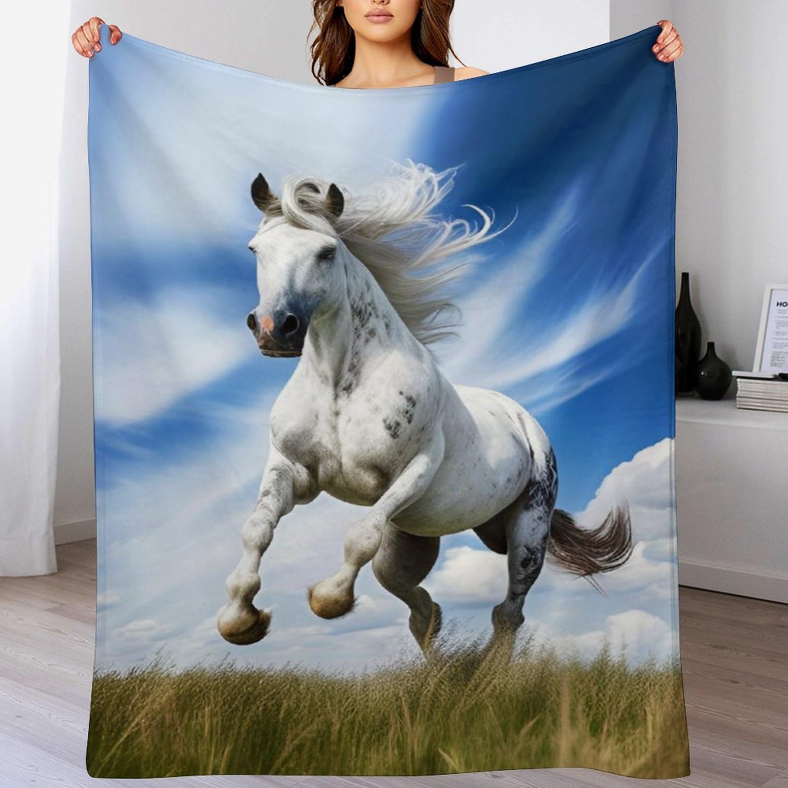 Couverture cheval douce en flanelle, le cadeau idéal pour lit d'enfant