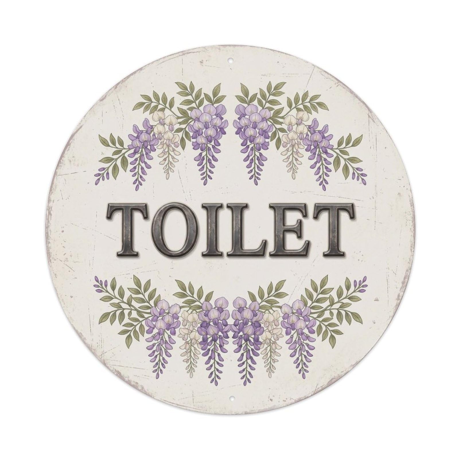 Okahys 8X8inch(20X20cm) Toilet(Wc) Signage Wisteria Vintage Metal Tin Sign