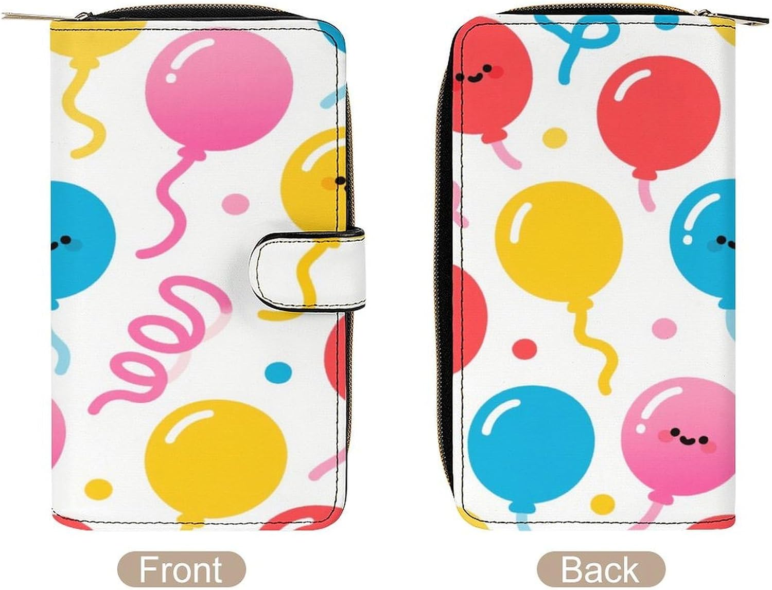 Balloon Ribbon Pattern Wallet,PU Leather Material, Small Wallet,Bifold with Zipper, Travel Wallet,Compact And Portable for Men And Women 7.8 * 4.3 * 1.4 Inches
