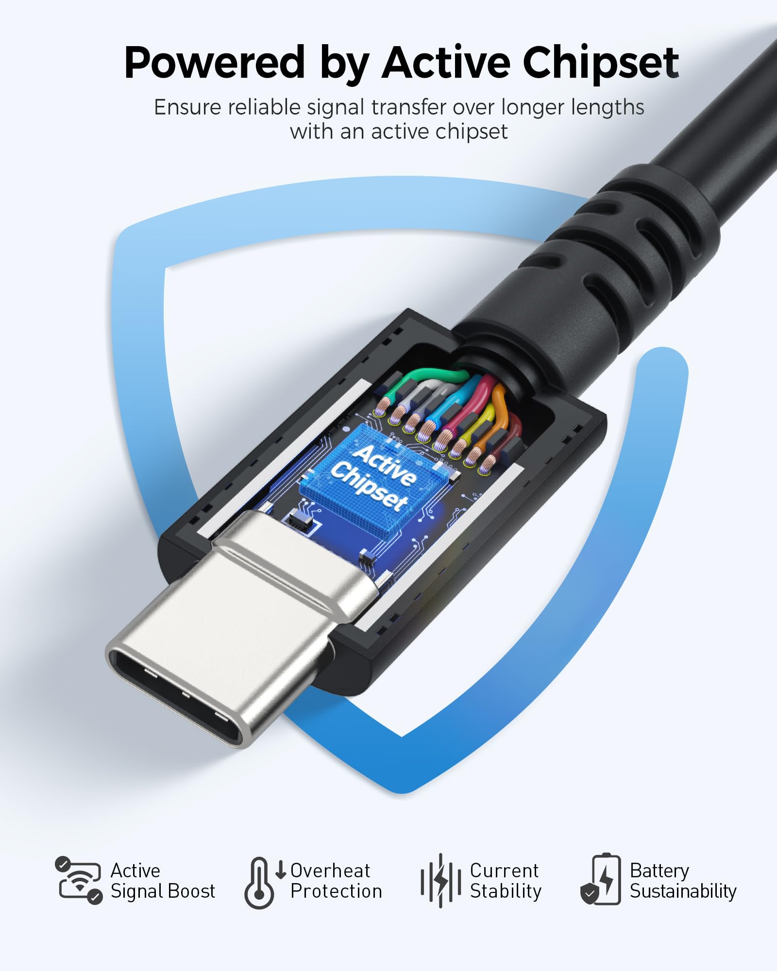 Cable Matters Cable Thunderbolt 4 activo de 40 Gbps [certificado por Intel] 2 m con carga de 240 W y vídeo 8K - Totalmente compatible con USB C/USB-C, USB 4 / USB4 y Thunderbolt 3