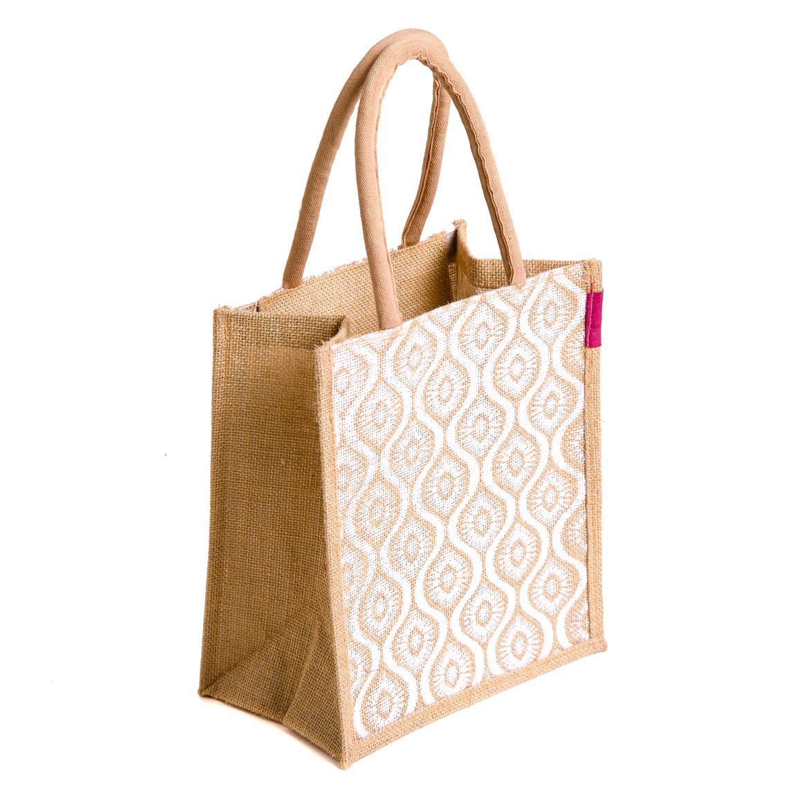 Diwali Sale H&Amp;B Jute Lunch Bag (Lnh-Pattern 1-Wht_Multicolored)