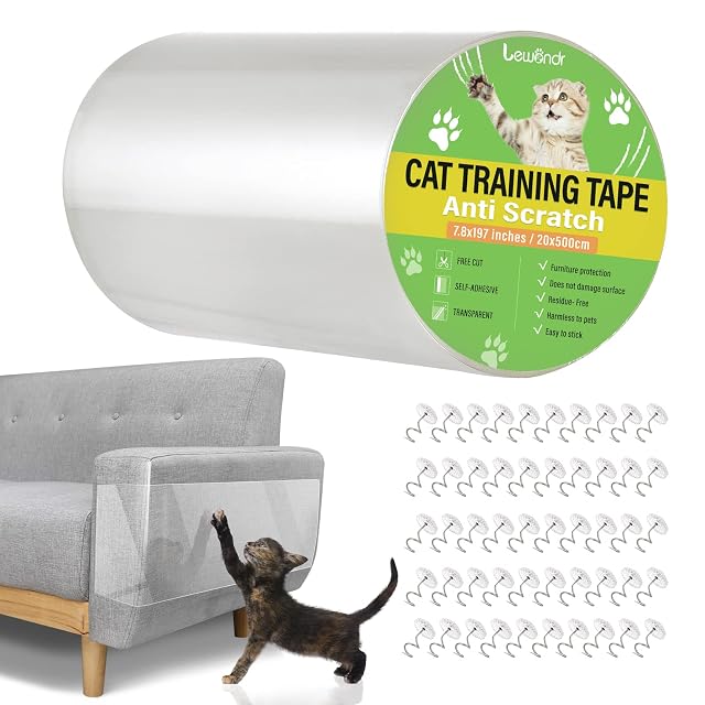 Lewondr 20x500cm Protector de Muebles Adhesivo para Gatos con 50 Tornillos