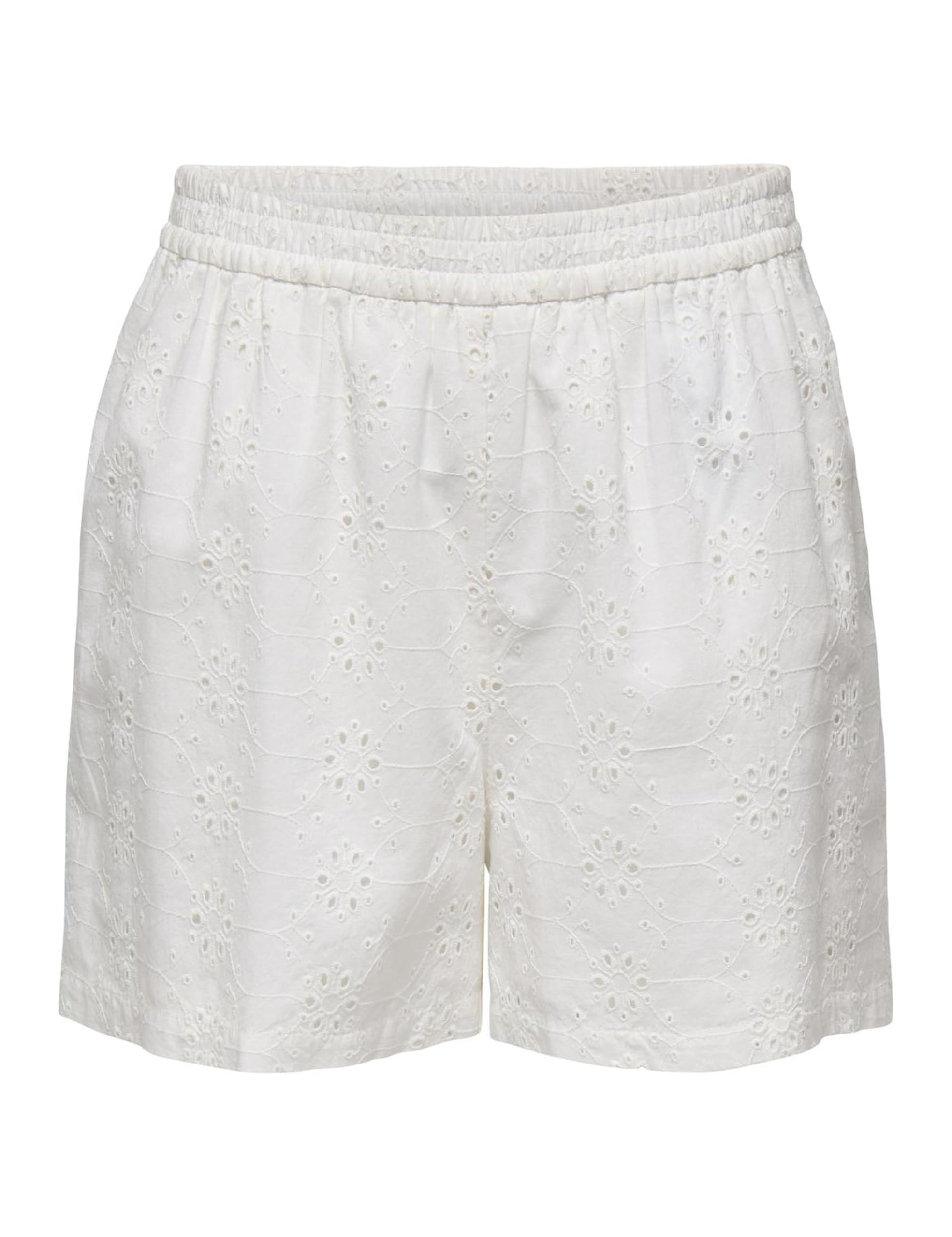 ONLY Women's Onlkelly Emb Shorts WVN, Cloud Dancer, XS