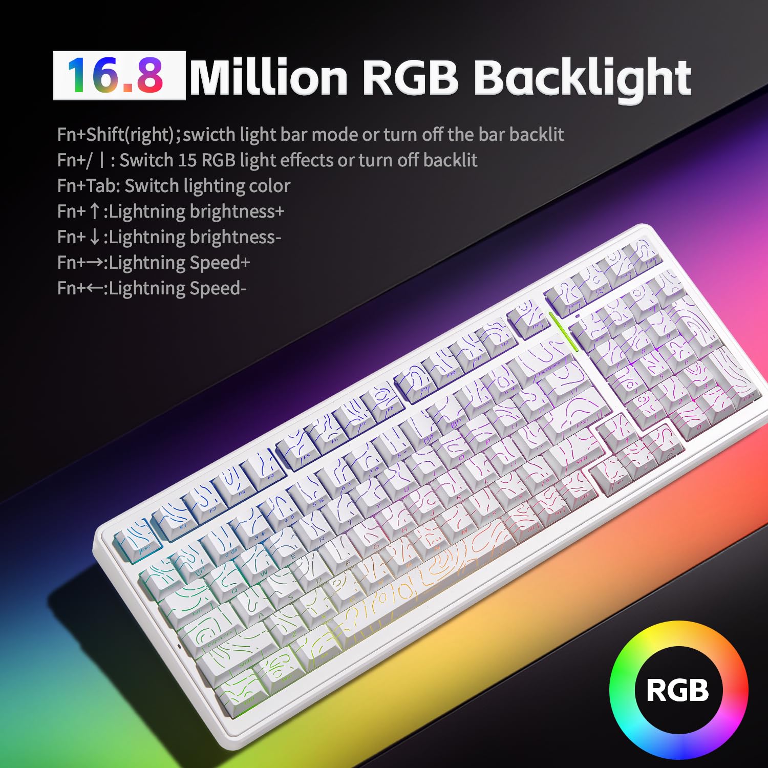 Aula F99 - Tastiera meccanica wireless, Tri-Mode BT5.0/2,4 GHz/USB-C, tastiera cremosa con funzione hot swap, interruttori lineari pre-lubrificati, tastiere da gioco retroilluminate RGB per PC, tablet