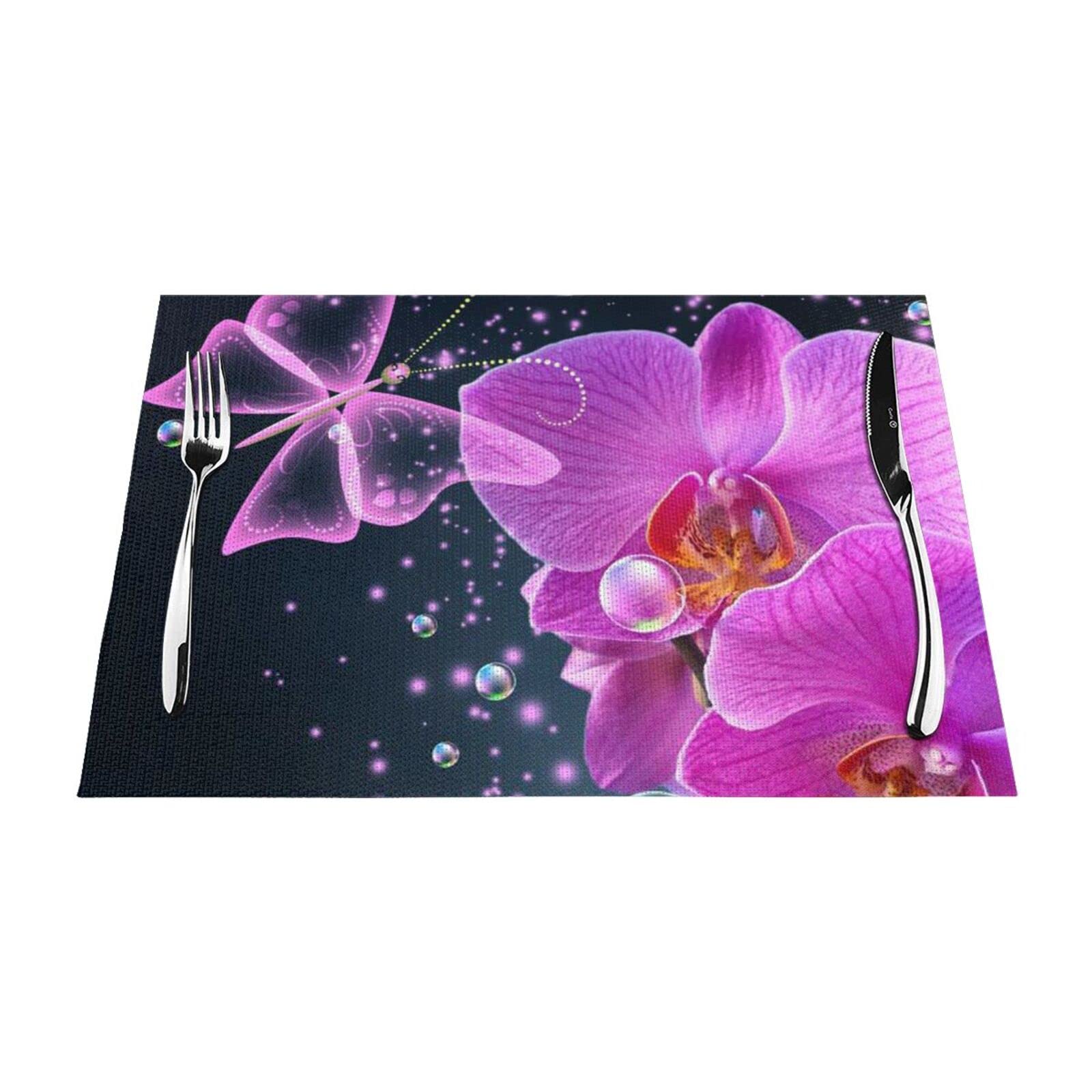 Lot de 4 sets de table isolants motif papillons pour éviter les taches