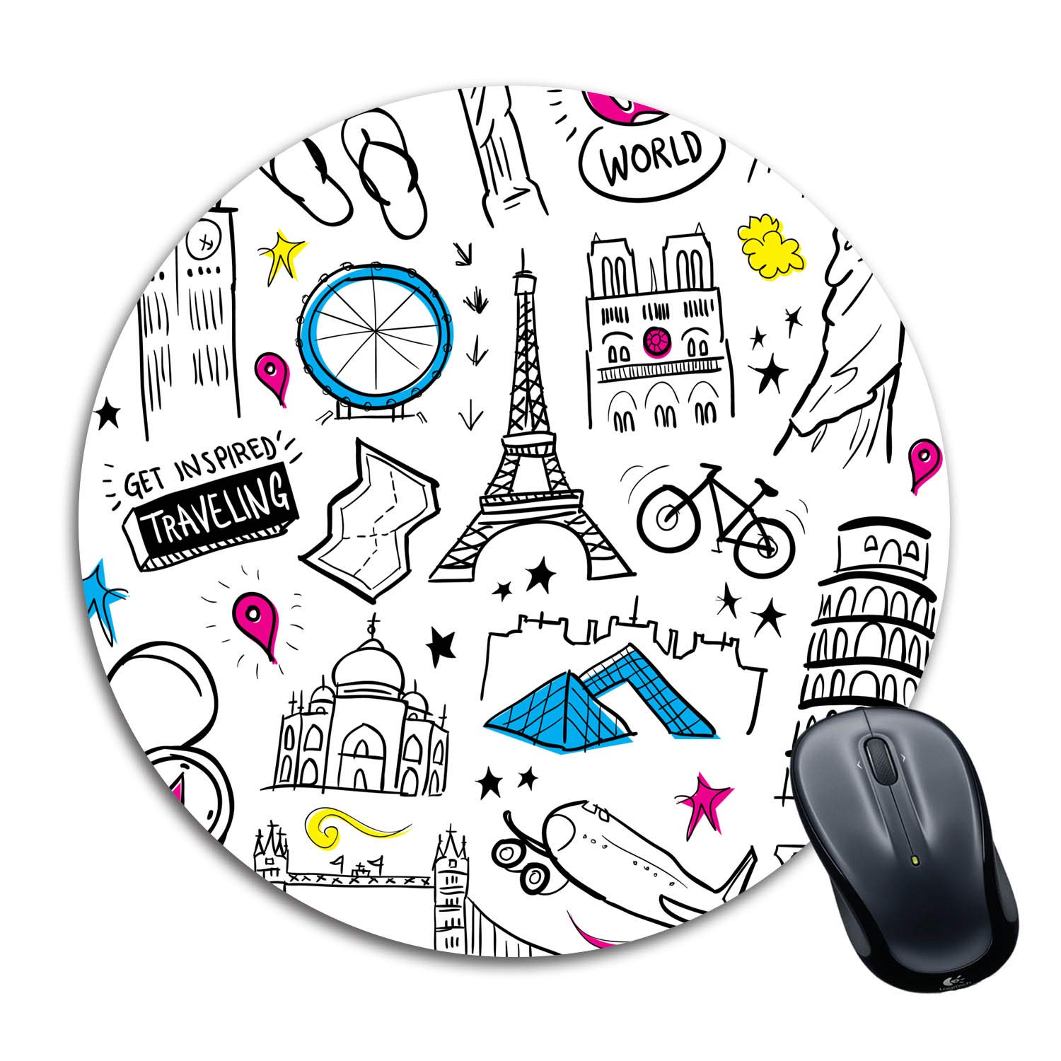 Tinywalk Travel Mousepad Mousepad Waterproof Foldable Mouse Pad with Nonslip Base for Laptop & Desktop Mouse Round (8X8) inch