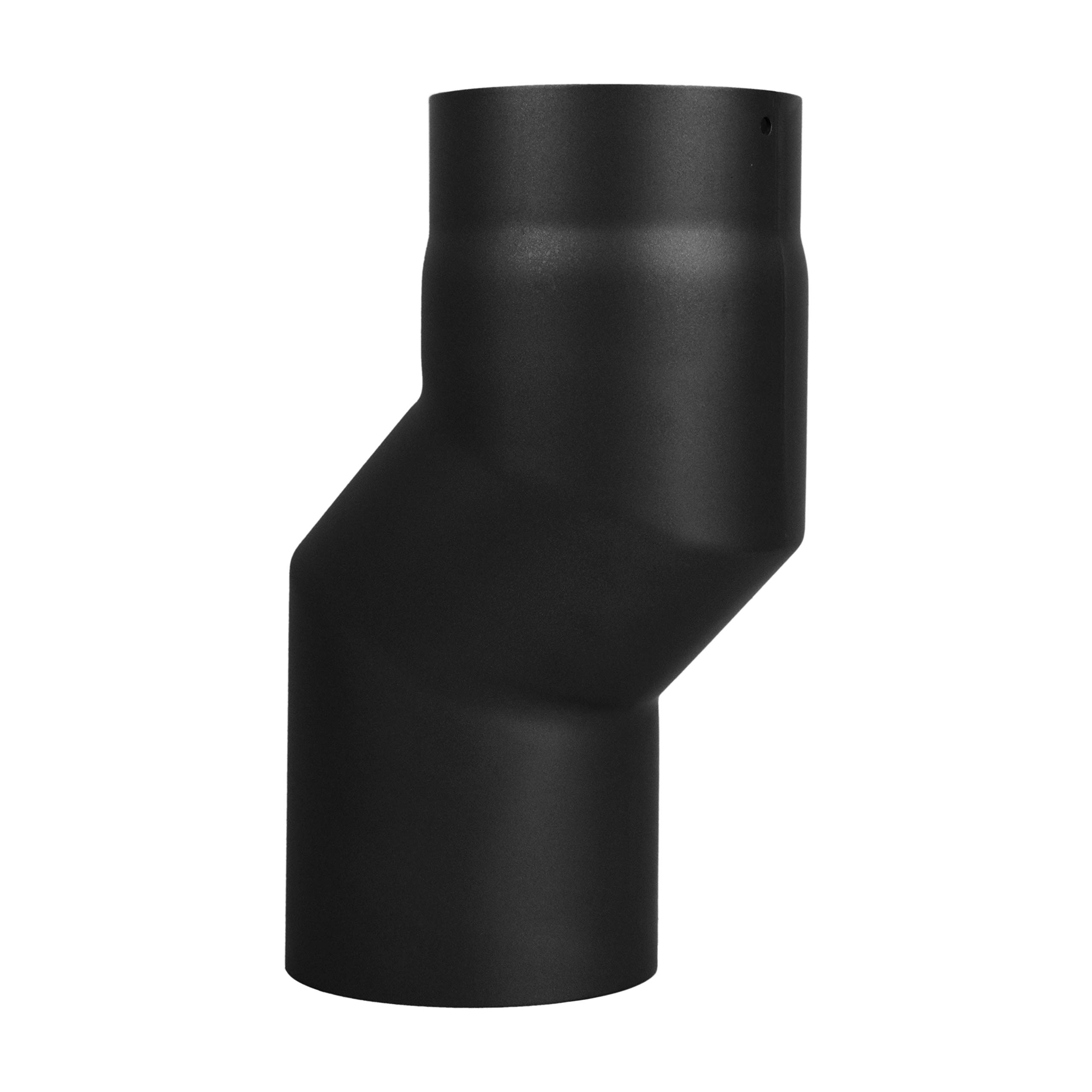 LANZZAS Rauchrohr Versatzbogen mit 60 mm Versatz - im Durchmesser Ø 150 mm - Farbe: schwarz - Ofenrohr Doppelbogen Etagenbogen