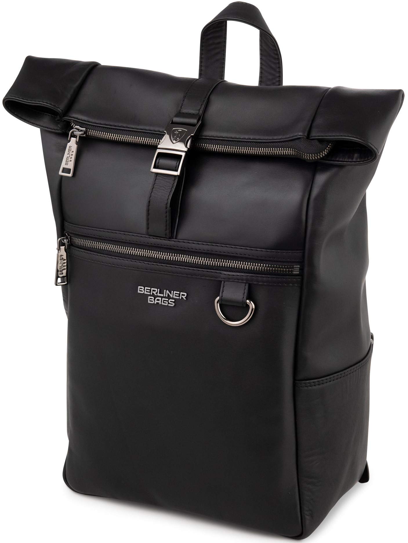 Berliner Bags Lille Leren rugzak, dagrugzak, stadsrugzak, roltop met 15 inch laptopvak, waterdicht voor dames en heren, camel, Eén maat