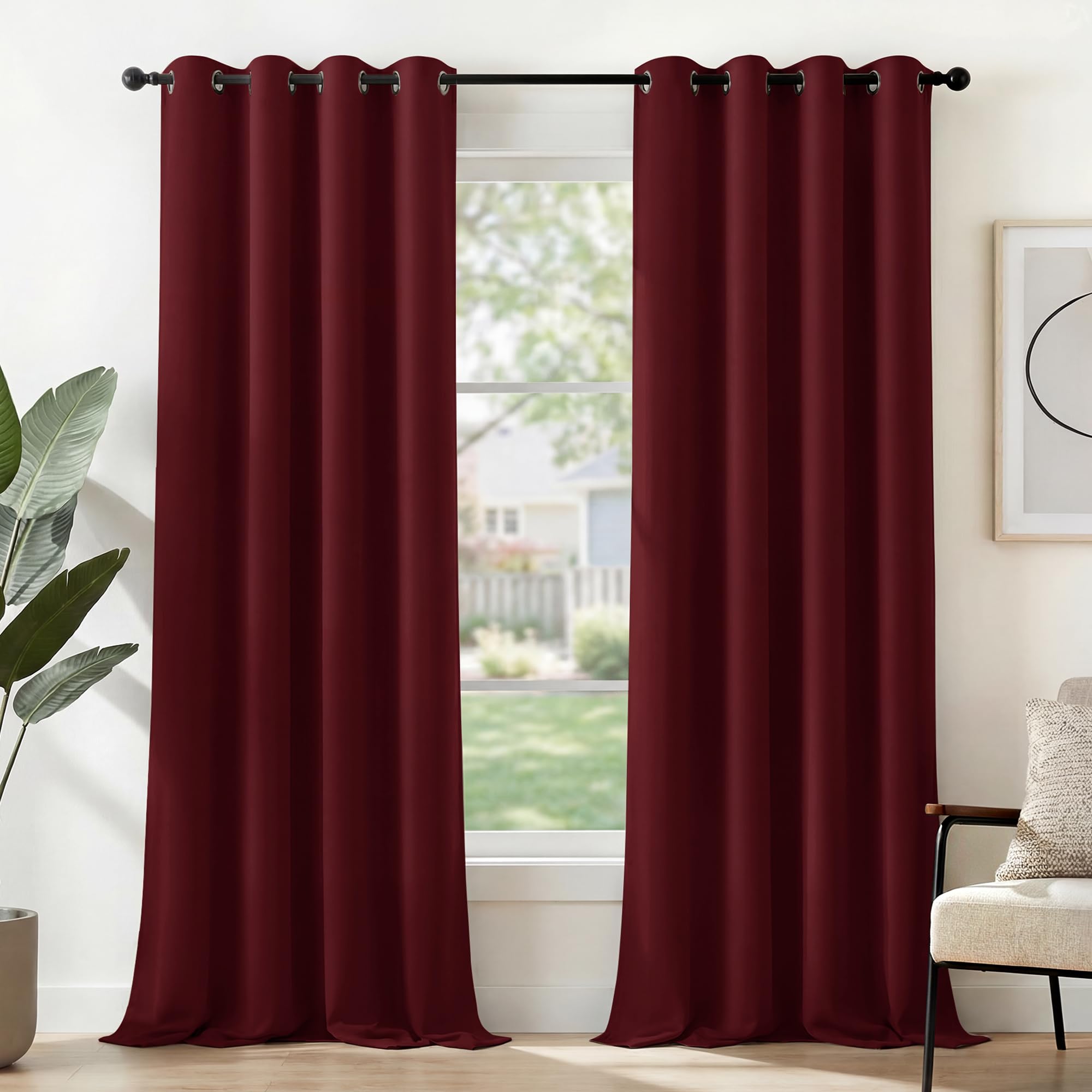Deconovo Red Christmas Curtains Thermal Insulated Eyelet Blackout Curtains 46 X 90 Drop Inch 1 Pair