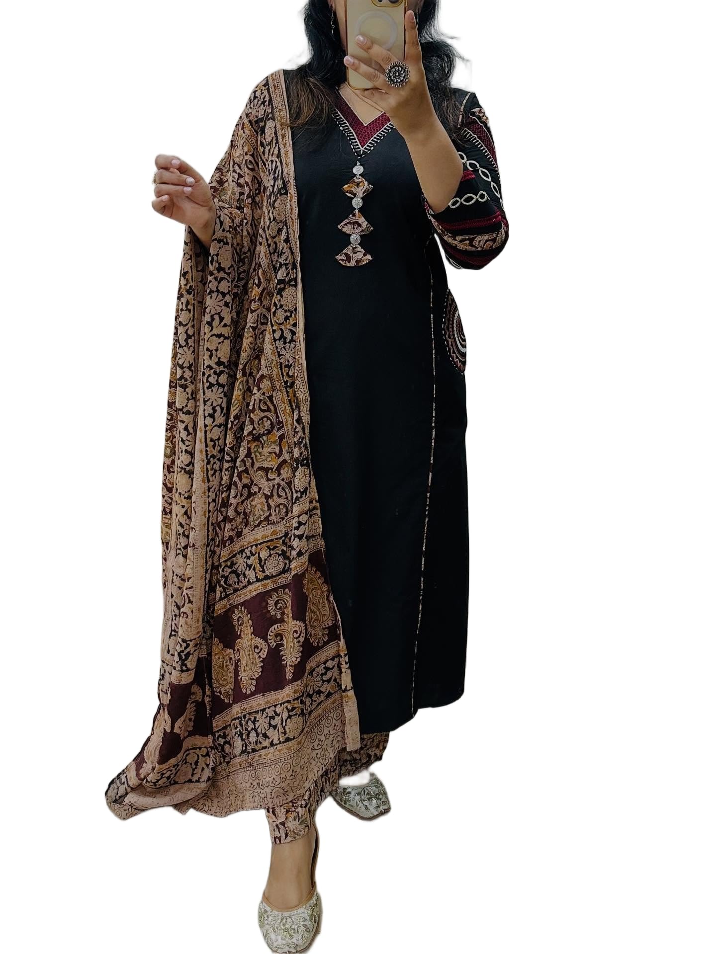 bharvita Women's Cotton Embroidered Anarkali Kurta and Palazzo with Dupatta Set-picture-15