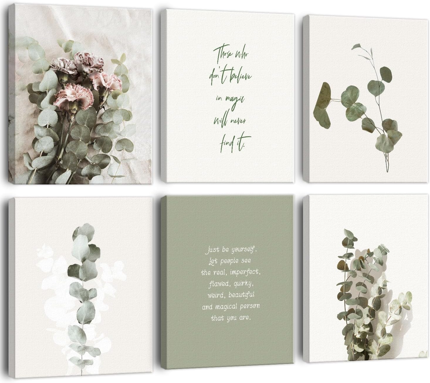 KAIRNE Sage Matisse Wall Art Green Inspirational Quote Poster 8x10inch x6