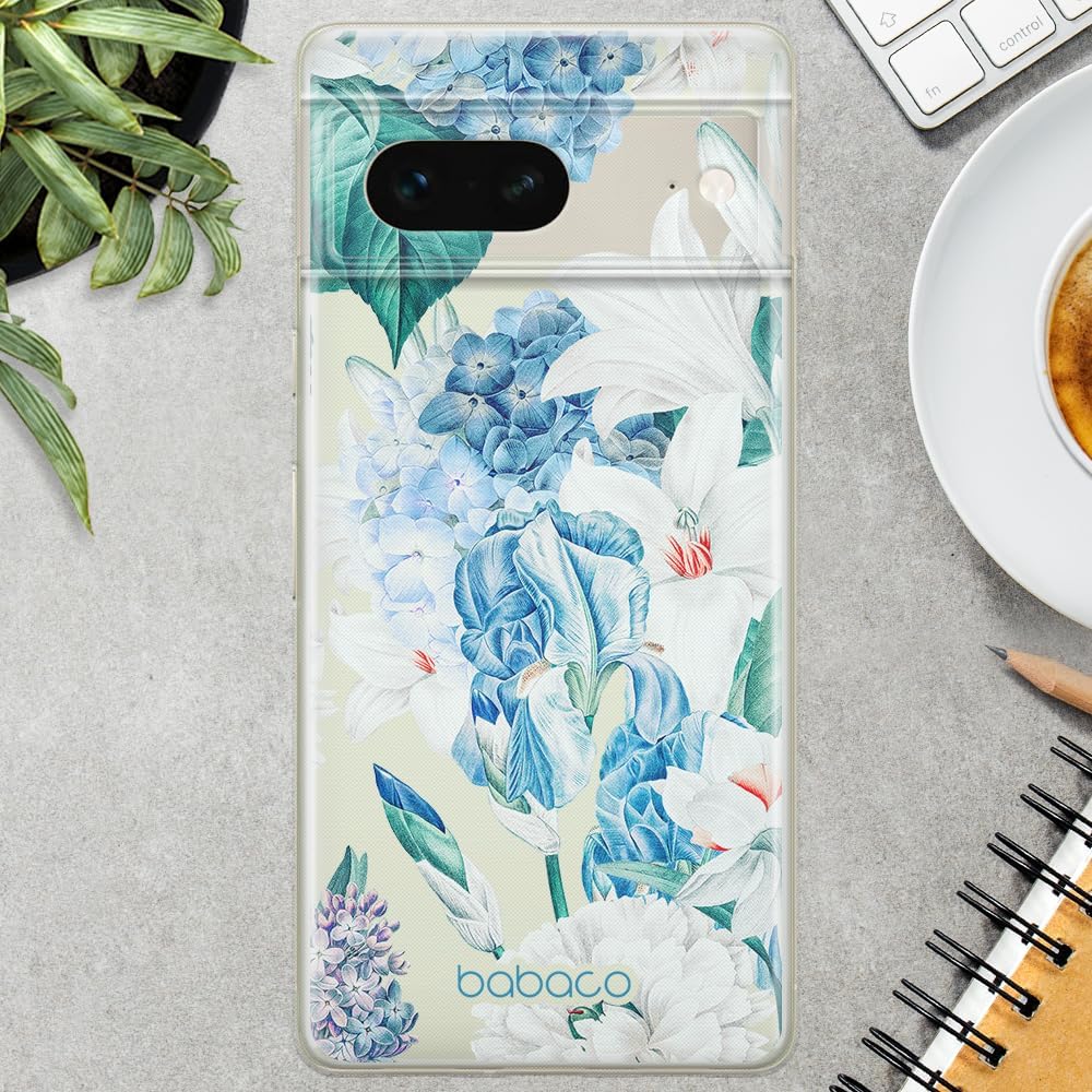 Babaco ERT Group Mobile Phone case for Google Pixel 7 Original and Officially Licensed Pattern Flowers 026 optimally adapted to The Shape of The Mobile Phone, Partially Transparent