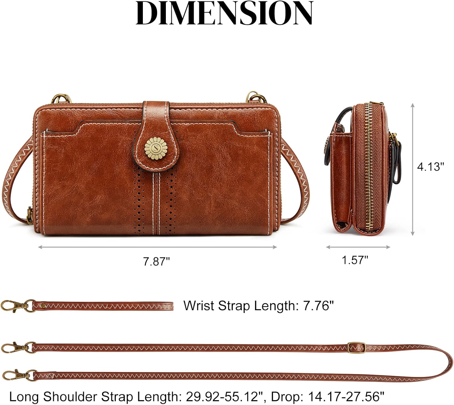 S-ZONE Vegan Leather Crossbody Bags for Women Small Cell Phone Purse RFID Blocking Clutch Purses with 2 Straps - Image 3