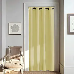 NICETOWN Door Curtain for Closet Doors 80 Inches Long 1 Panel, Blackout Doorway Curtain for Open Closet Bedroom, Room Divider Living Room for Privacy (Paler Yellow, 1 Panel, 46W x 80L)