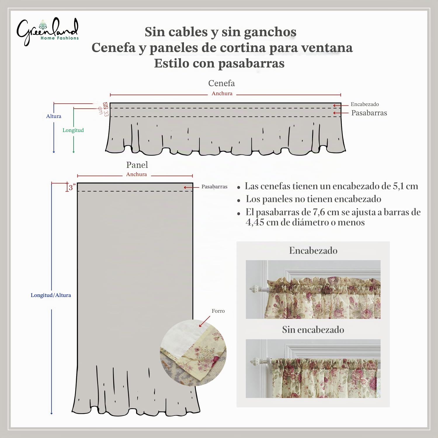 Greenland Home Antique Rose Par de Cortinas de 100% algodón, Color Rosa Envejecido, Crudo, W 42" x L 84" (2 Panels), 2