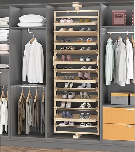 Miniatura 7 de Zapatero giratorio,Estante giratorio de 360,Zapatero cerrado,Zapatero oculto,Soporte giratorio de metal de pie libre,Simple y moderno, para