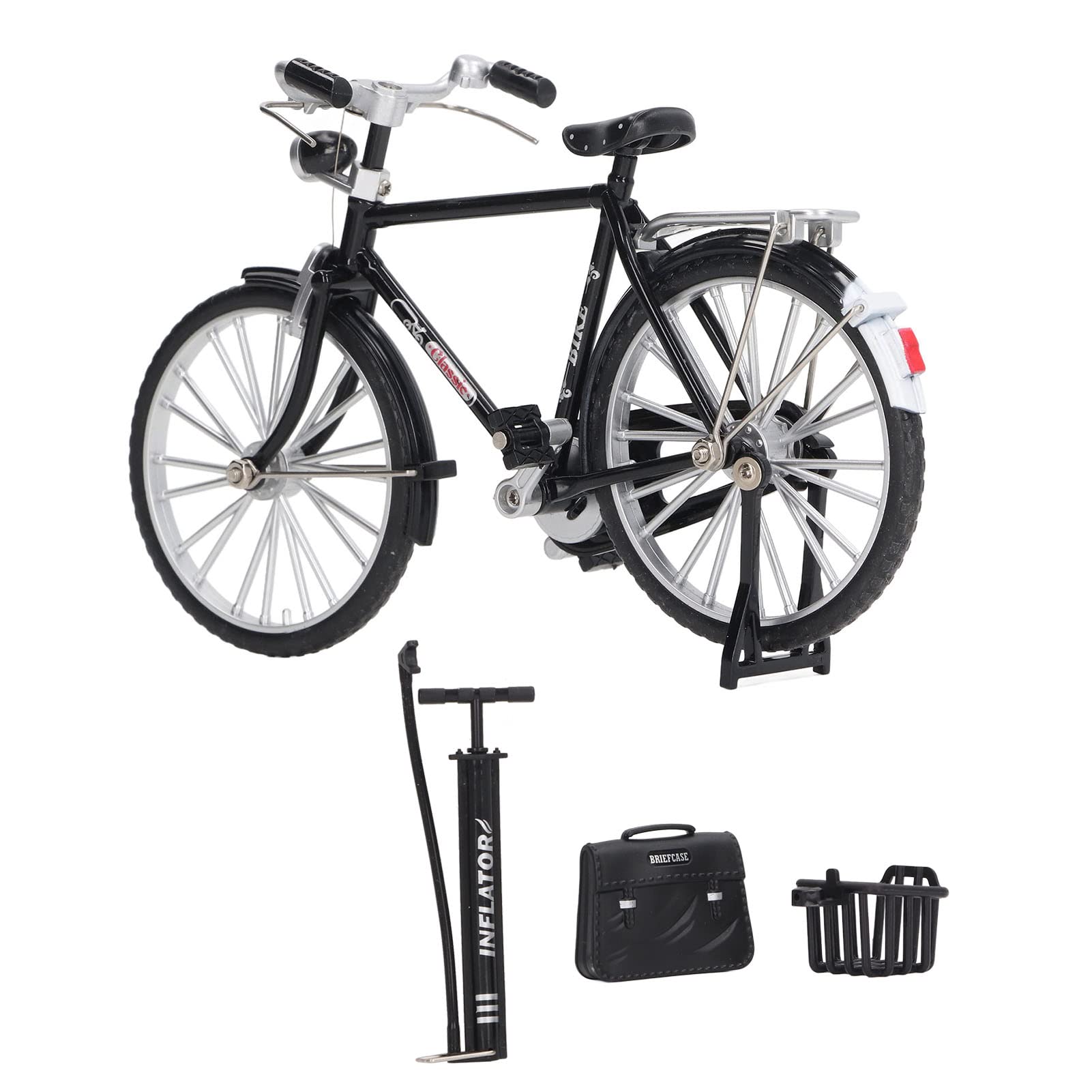 Alloy Mini Downhill Mountain Bike Model, 1:10 Scale Bike Figure Toy with Rotating Wheels, for Home Decorations (Black)