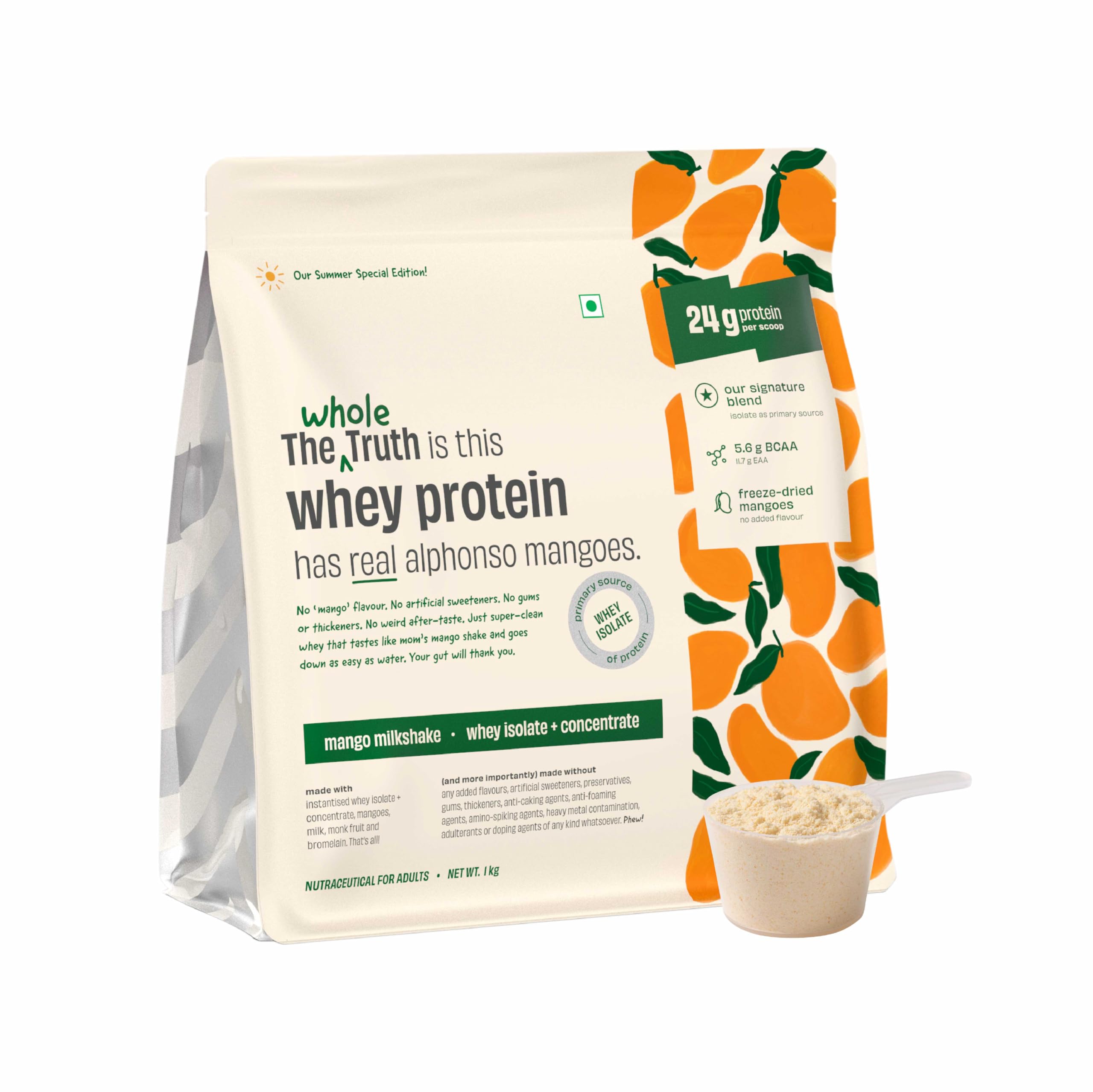 The Whole Truth Whey Protein Isolate + Concentrate Blend | Cold Coffee | 500g (1.1 lbs) | 24g Protein | 6.3g BCAA — Amazon image 19