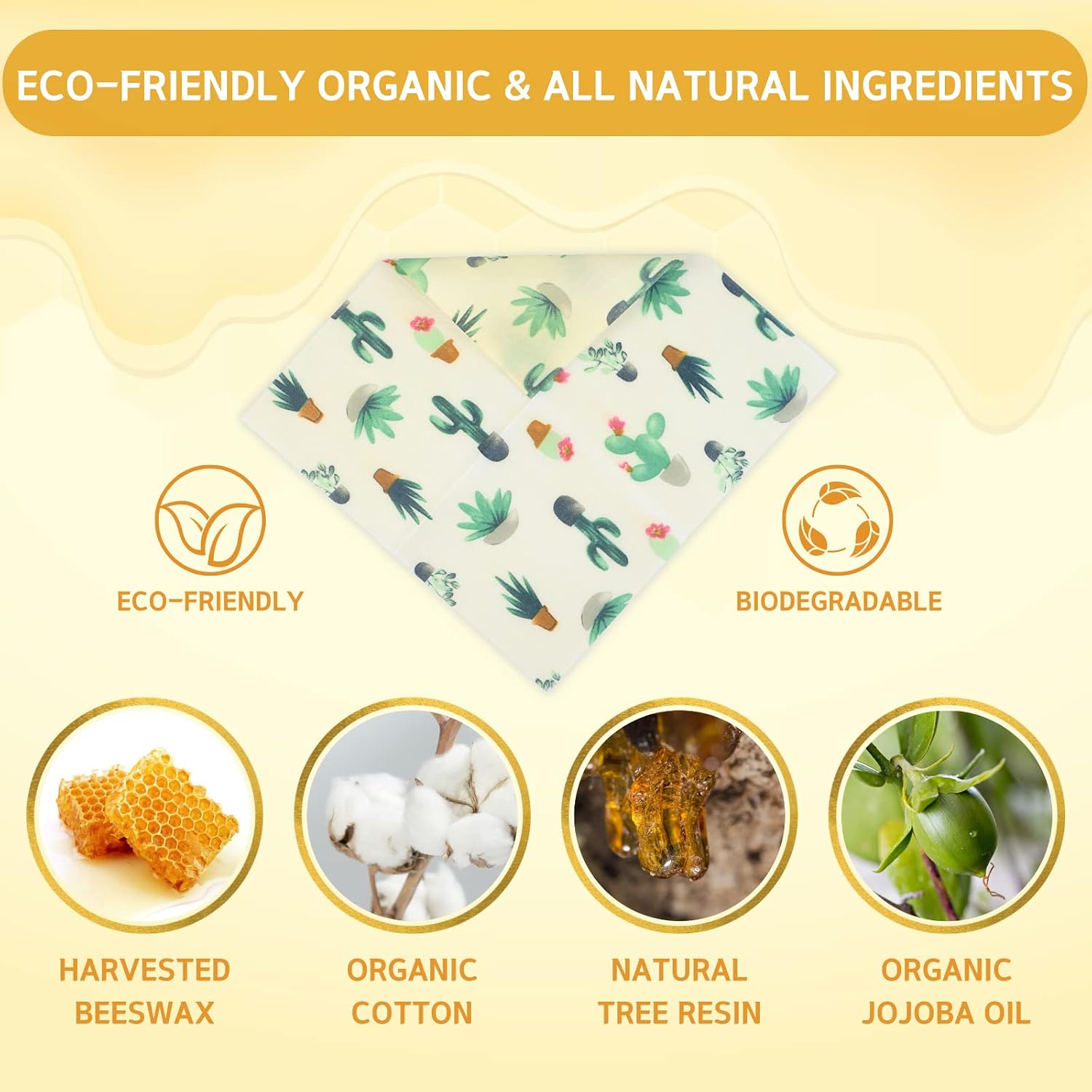 Reusable Beeswax Wrap - 9 Pack Beeswax Wraps for Food, Eco-Friendly Beeswax Food Wraps, Bread Sandwich Wrapper - Organic, Sustainable, Zero Waste, Reusable Plastic-Free Food Wrap, 1XL, 3M, 5S image 2