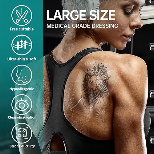 Miniatura 4 de Dimora Apósito de película transparente impermeable, vendajes grandes transparentes para heridas de 6 x 8 pulgadas, paquete de 50 protectores de