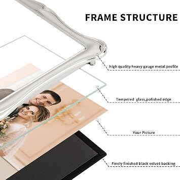 Silver 5x7'' Premium Alloy Picture Frame,Luxury High-End Decor 7x5'' Photo Frames with Real Glass and Velvet Backing,for Tabletop or Wall Hanging